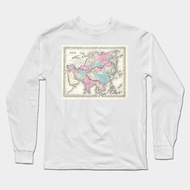 Vintage Map of Asia (1855) Long Sleeve T-Shirt by Bravuramedia